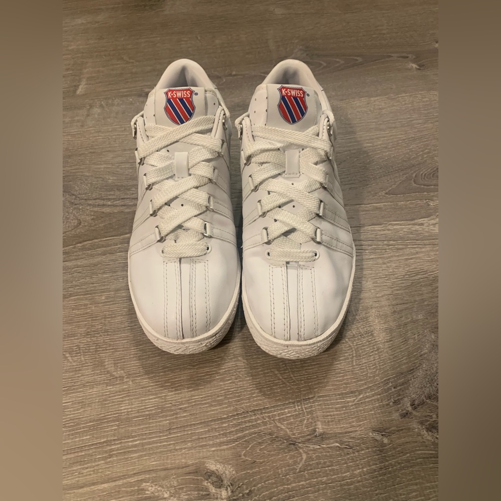 Men’s K-Swiss Classic Leather Varsity White Tennis Shoes
